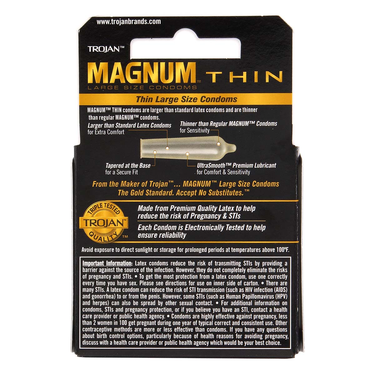 Trojan Magnum Thin 62/55mm 3's Pack Latex Condom-p_3