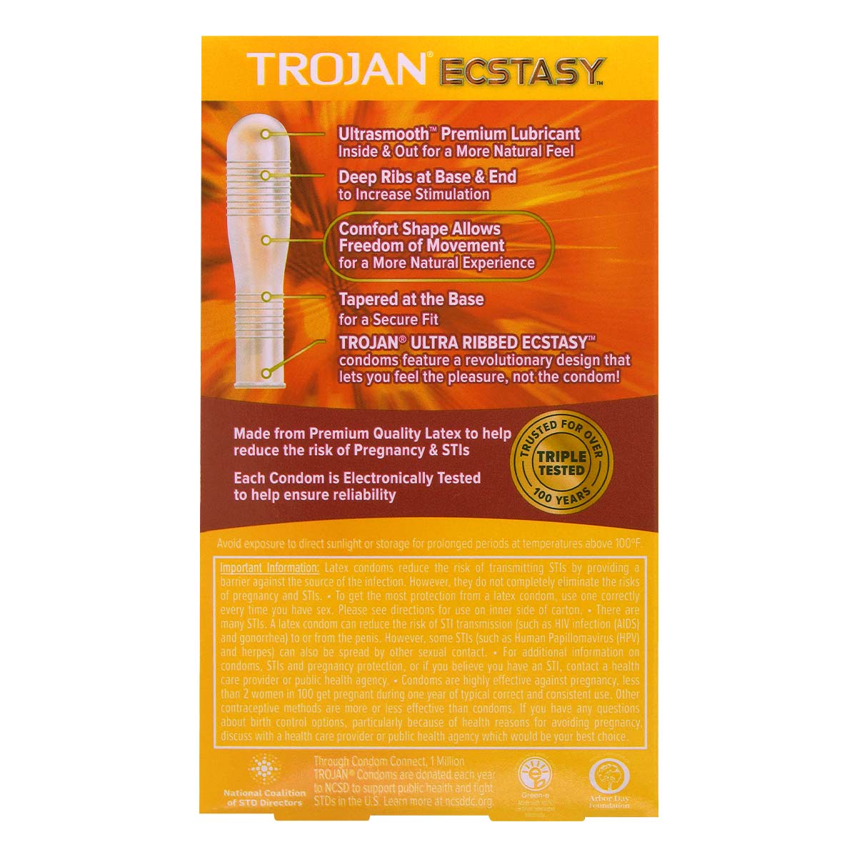 Trojan Ultra Ribbed Ecstasy 72/53mm 10's Pack Latex Condom-p_3