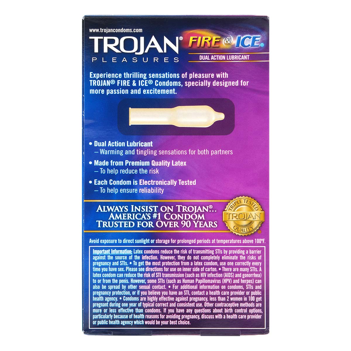Trojan ファイアー＆アイス 潤滑ゼリー付き 62/52mm 10 個入 ラテックスコンドーム ラテックスコンドーム-p_3