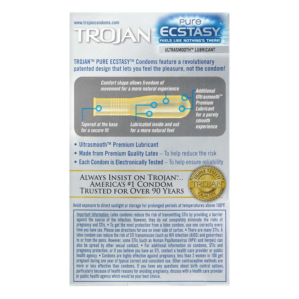 Trojan Pure Ecstasy 70/51mm 10's Pack Latex Condom-p_3