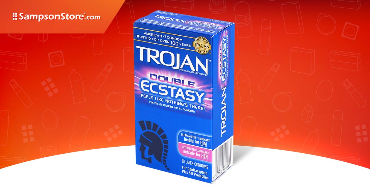 Trojan Double Ecstasy 72/53mm 10's Pack Latex Condom - Sampson Store