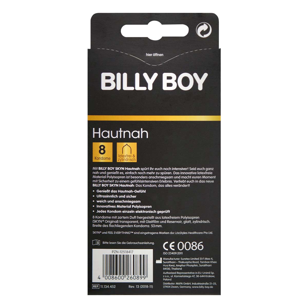 ビリー・ボーイ (Billy Boy) x SKYN クローズ アップ ポリイソプレン製コンドーム 8個入-p_3