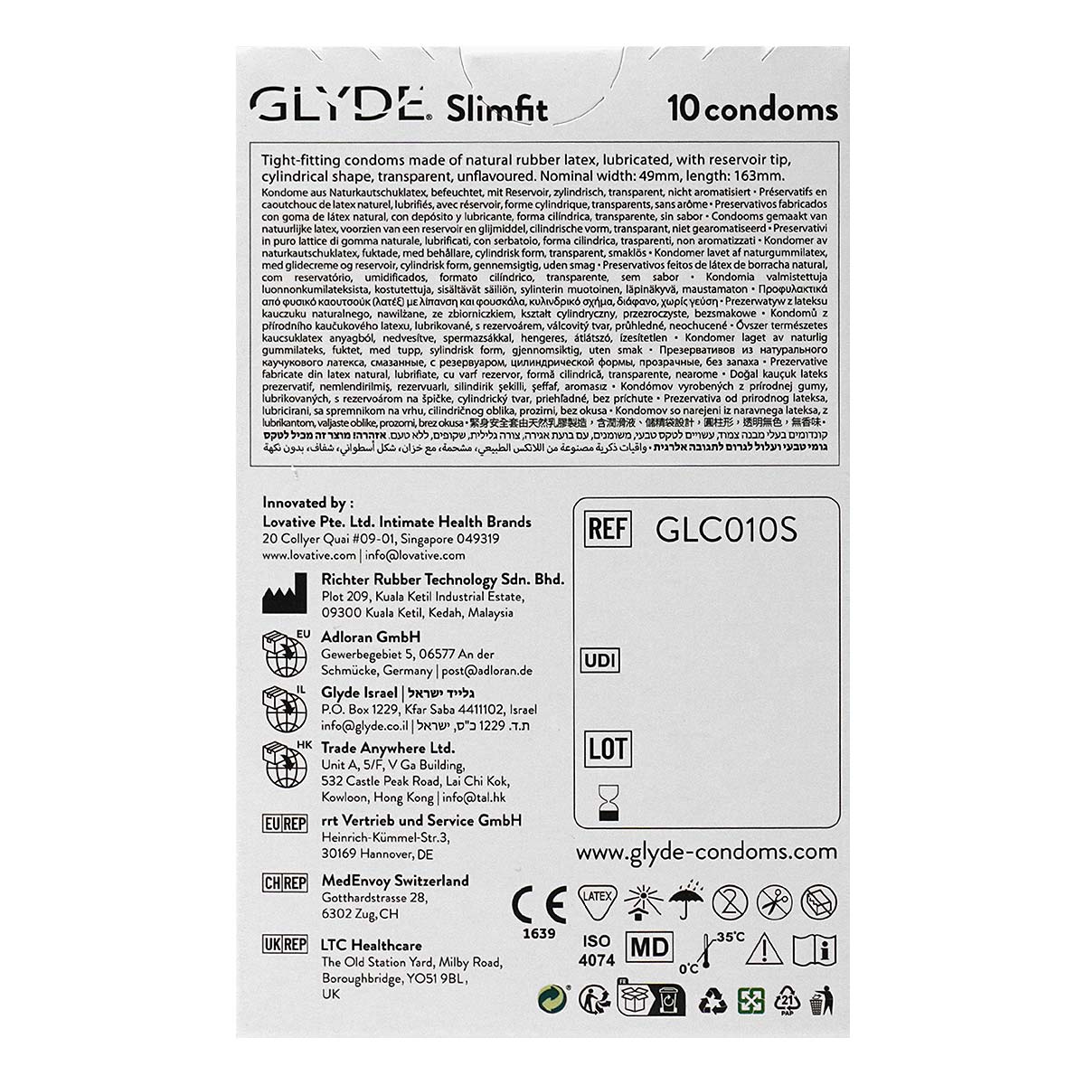 Glyde 格蕾迪 素食主义安全套 紧贴装 49mm 10 片装 乳胶安全套-p_3