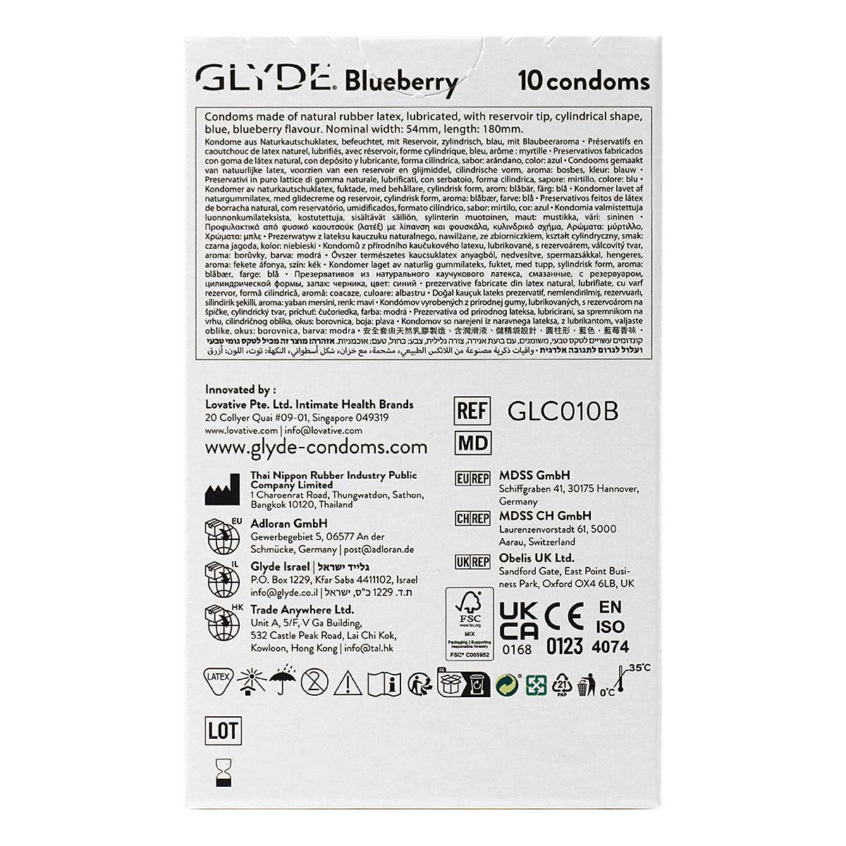 Glyde 格蕾迪 素食主義安全套 藍莓香 10 片裝 乳膠安全套-p_3