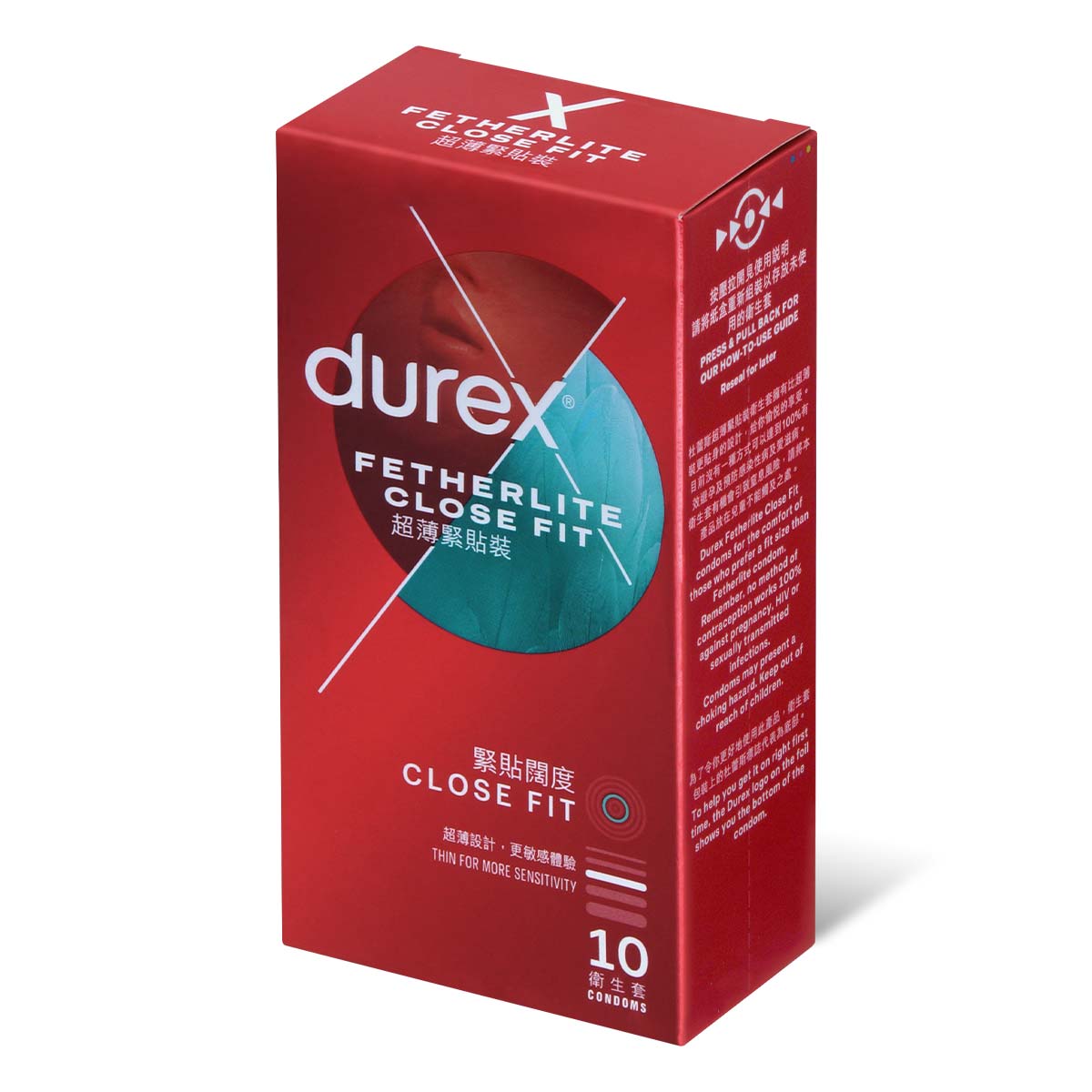 Durex Fetherlite CloseFit 10's Pack Latex Condom (New or old packaging will be sent randomly)-thumb_1