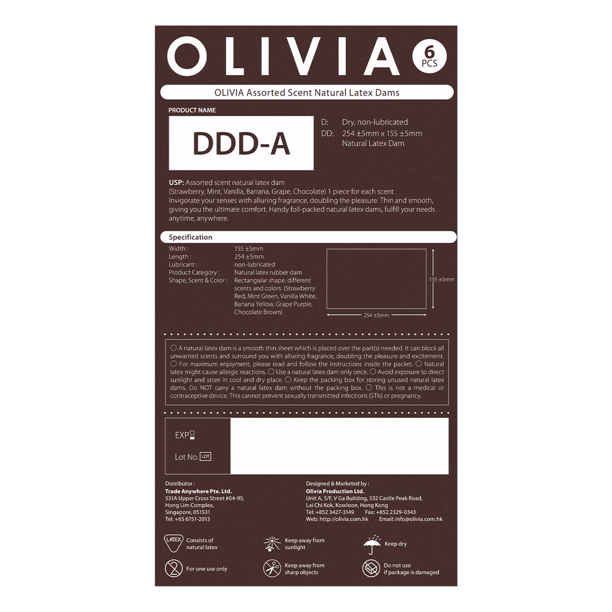 Olivia Assorted Scent 6's Pack Natural Latex Dams (SG)-p_3