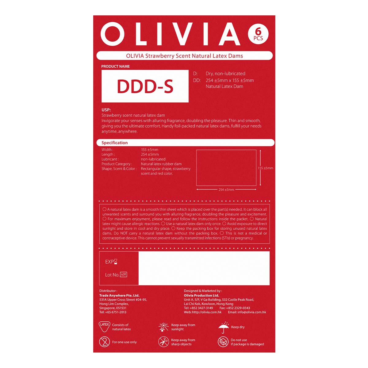 オリヴィア ストロベリーセント ナチュラルラテックスダム 6枚入 (SG)-p_3