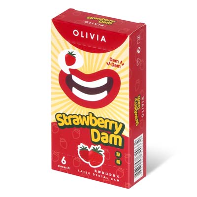 Olivia Strawberry Scent 6's Pack Latex Dental Dam-thumb