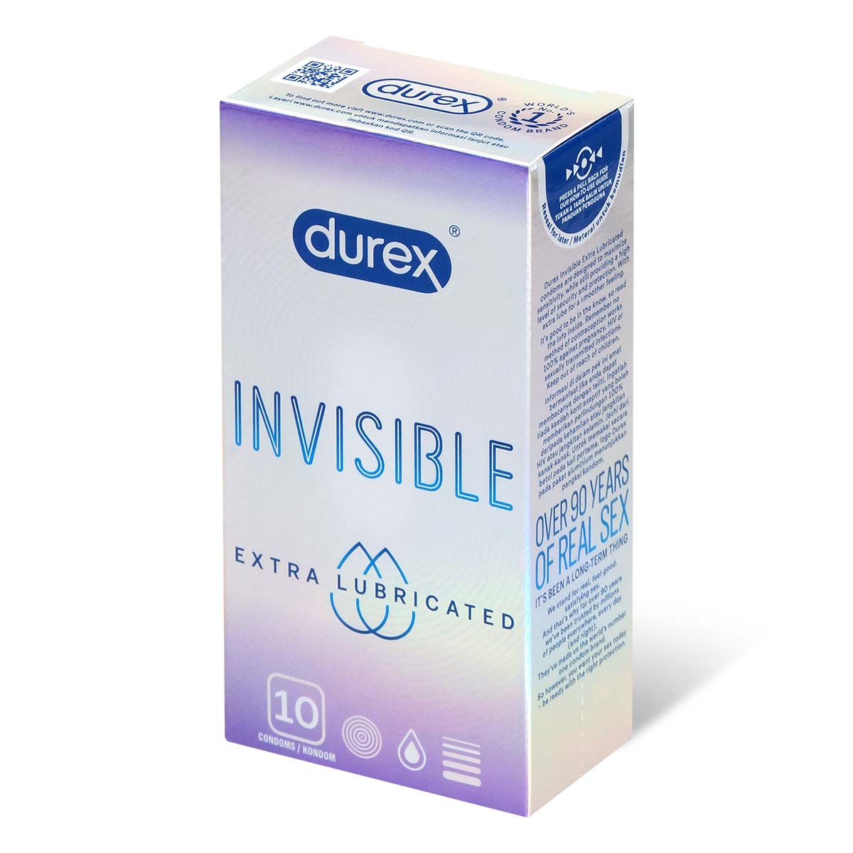 Durex Invisible Extra Lubricated 10's Pack Latex Condom-p_1