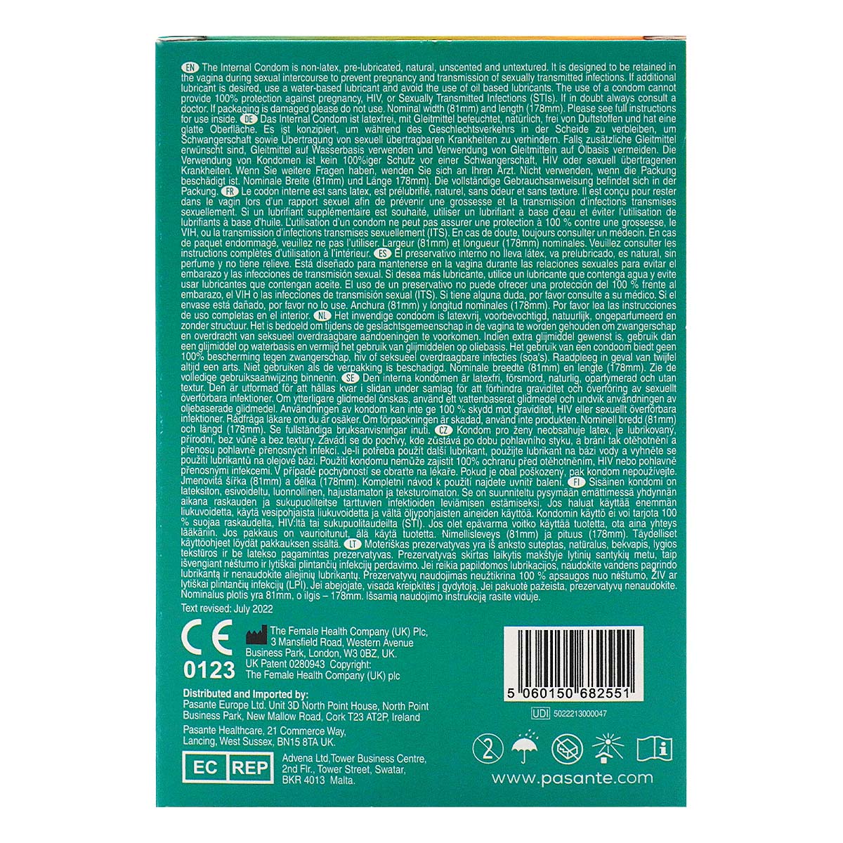 Pasante Internal Latex-free Female Condom 3's Pack -p_3