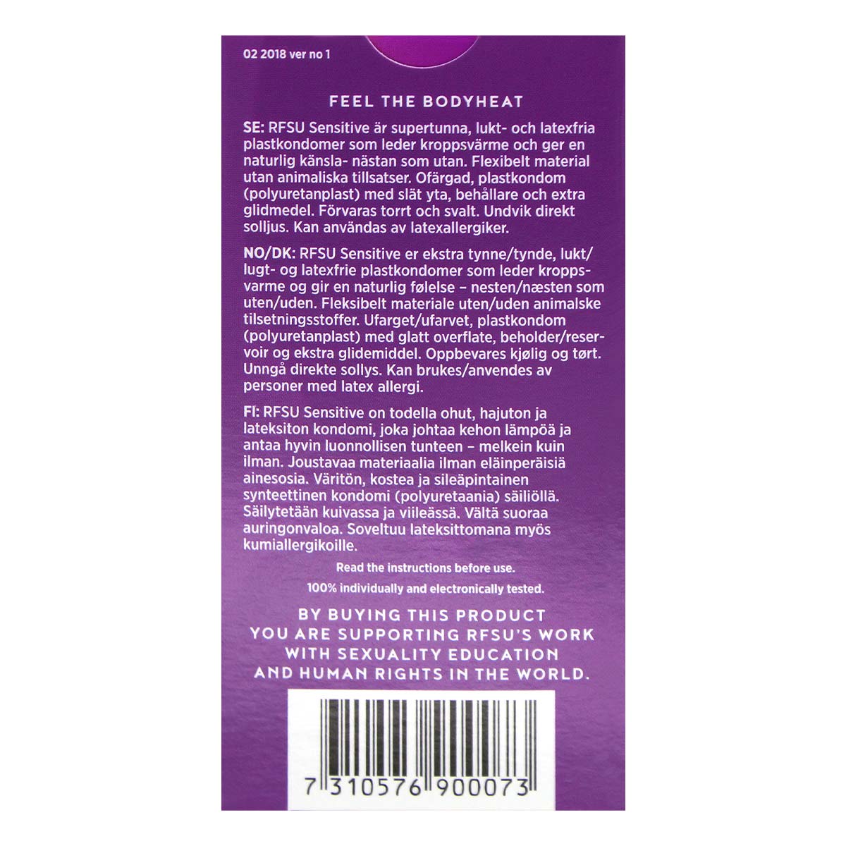 RFSU Sensitive 6's Pack 58mm Non-Latex PU Condom-p_3