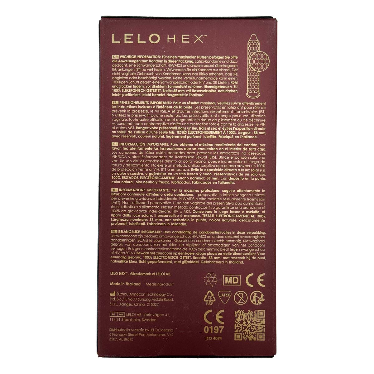 LELO HEX™ XL 12's Pack Latex Condom-p_3