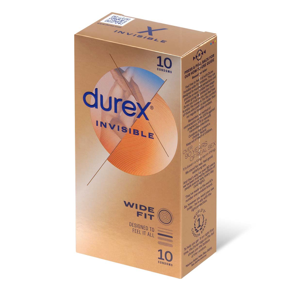 Durex Invisible Ultra Thin Larger 10's Pack Latex Condom-p_1