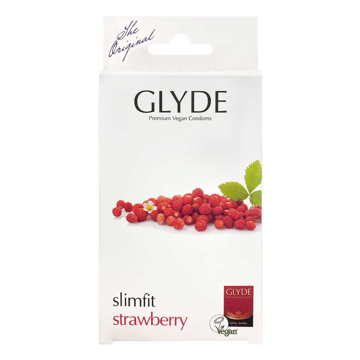Glyde Vegan Condom Slimfit Strawberry 49mm 10's Pack Latex Condom-p_2