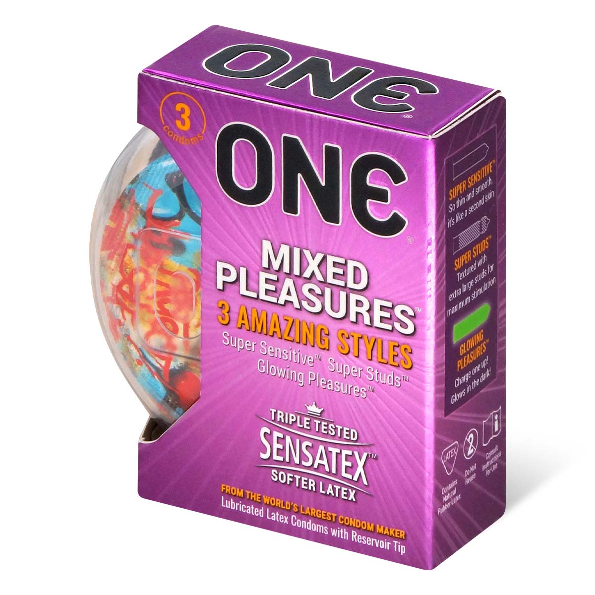 ONE Mixed Pleasures 3's Pack Latex Condom-p_1